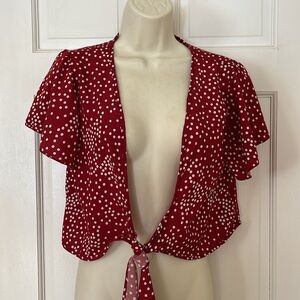 Red and white small lightweight  print summer shrug perfect over cami